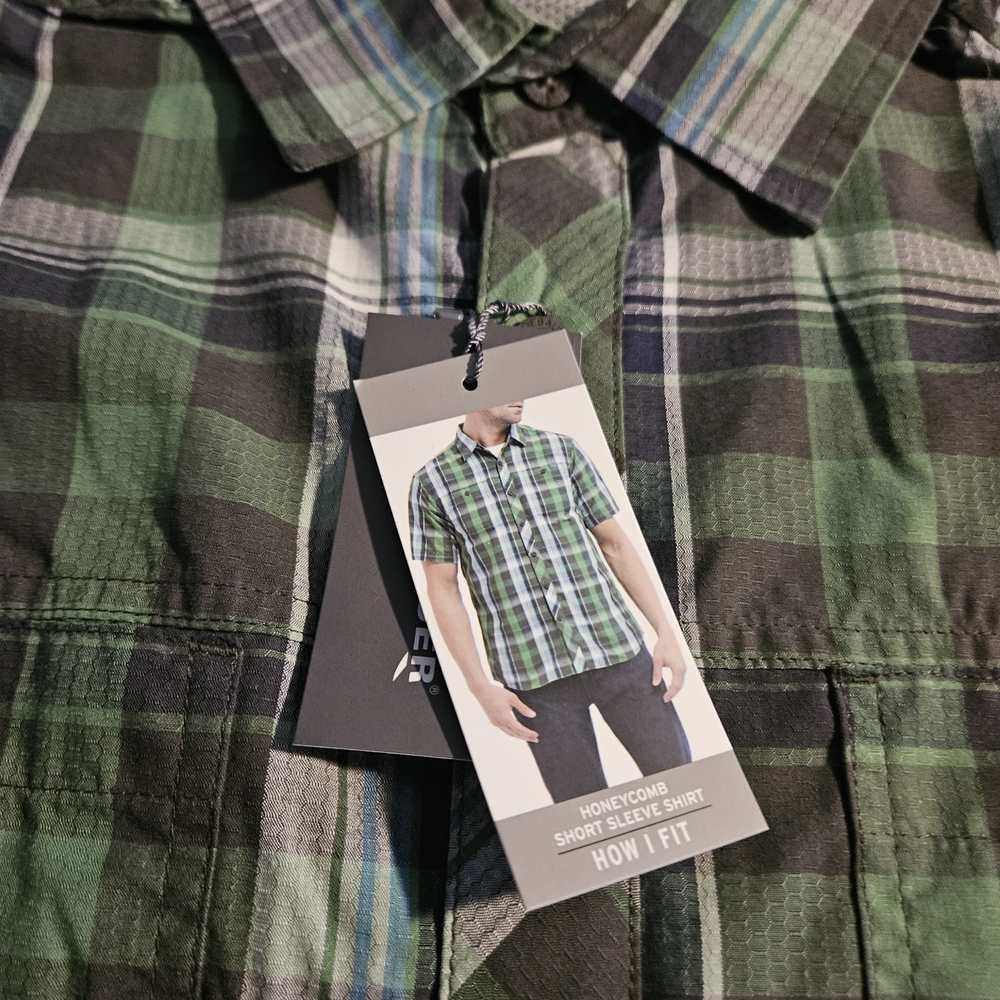 Eddie Bauer Honeycomb Men's Green Plaid Short Sleeve Shirt M